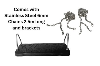 Extra LARGE 'curve xl' Rubber swing seat KBT Swing with Stainless Steel Chains 2.5m long