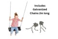 Extra LARGE 'curve xl' Rubber swing seat KBT Swing with Galvanised Chains 2m long 