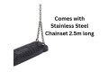 Medium Rubber Swing Seat  ‘curve’ with Stainless Steel Fork Chains -  2.5m long 