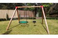 DOUBLE Swing Set Free-Standing 90 X 90 Cypress Timber (Green Metal Corners)