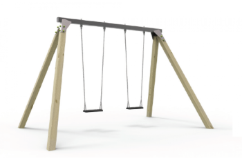 COMMERCIAL Double Swing Frame w STEEL top beam and TIMBER Legs (90 x 90 Cypress Timber Legs) - COMMERCIAL grade