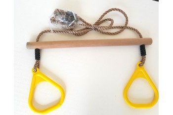 Wooden Trapeze with Plastic Rings